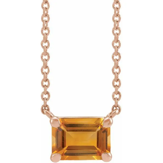 Emerald-cut Birthstone Necklace