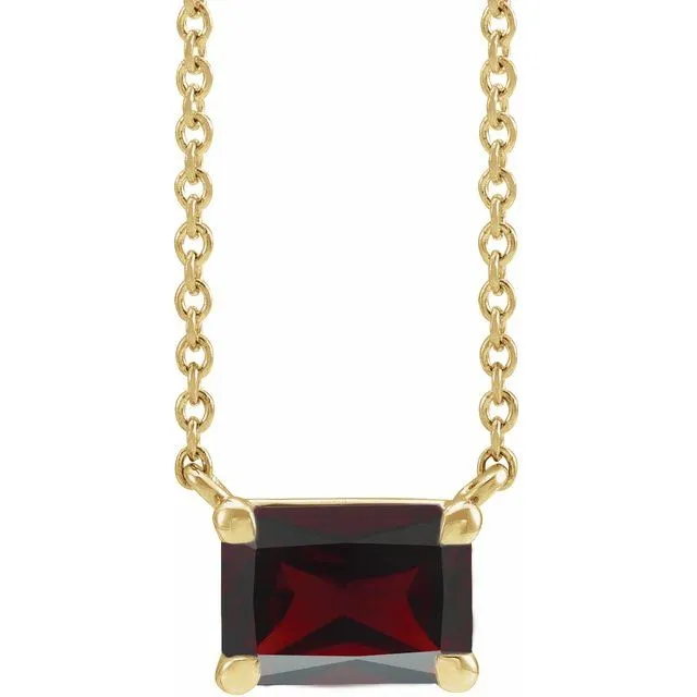 Emerald-cut Birthstone Necklace
