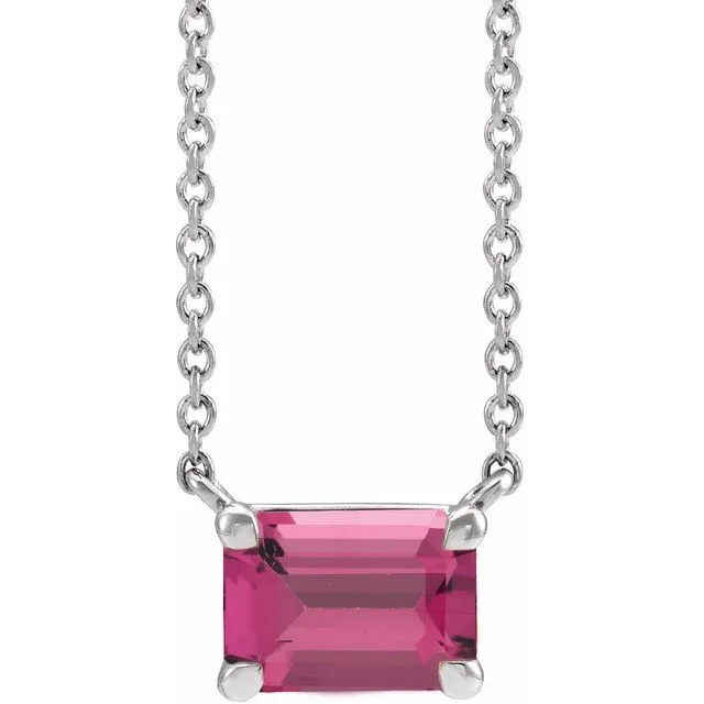 Emerald-cut Birthstone Necklace