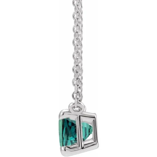 Emerald-cut Birthstone Necklace