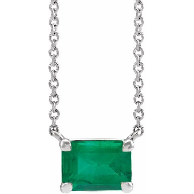 Emerald-cut Birthstone Necklace