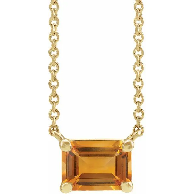 Emerald-cut Birthstone Necklace