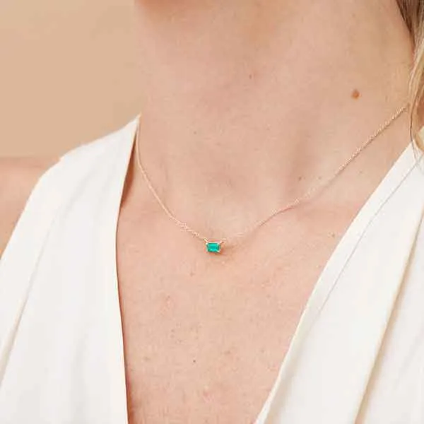 Emerald-cut Birthstone Necklace