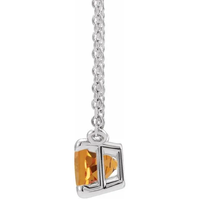 Emerald-cut Birthstone Necklace