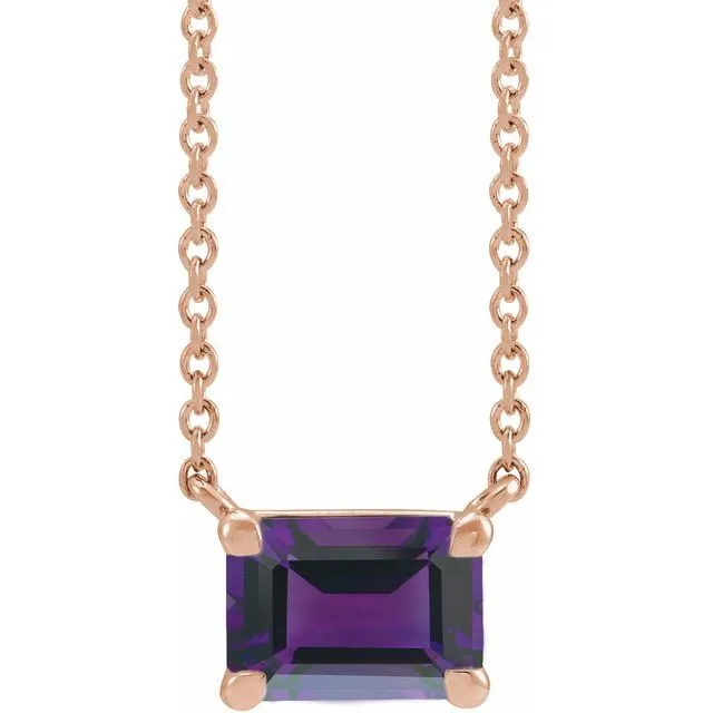 Emerald-cut Birthstone Necklace
