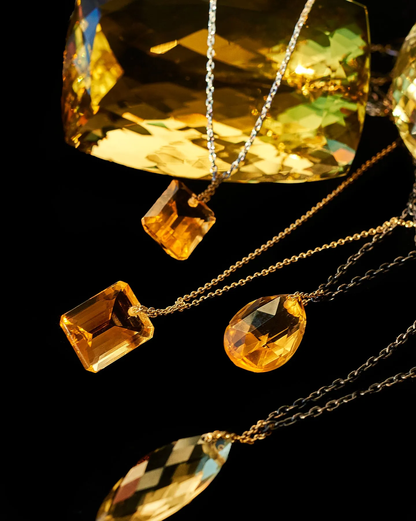 Emerald Cut Citrine Manifest Long Chain Necklace