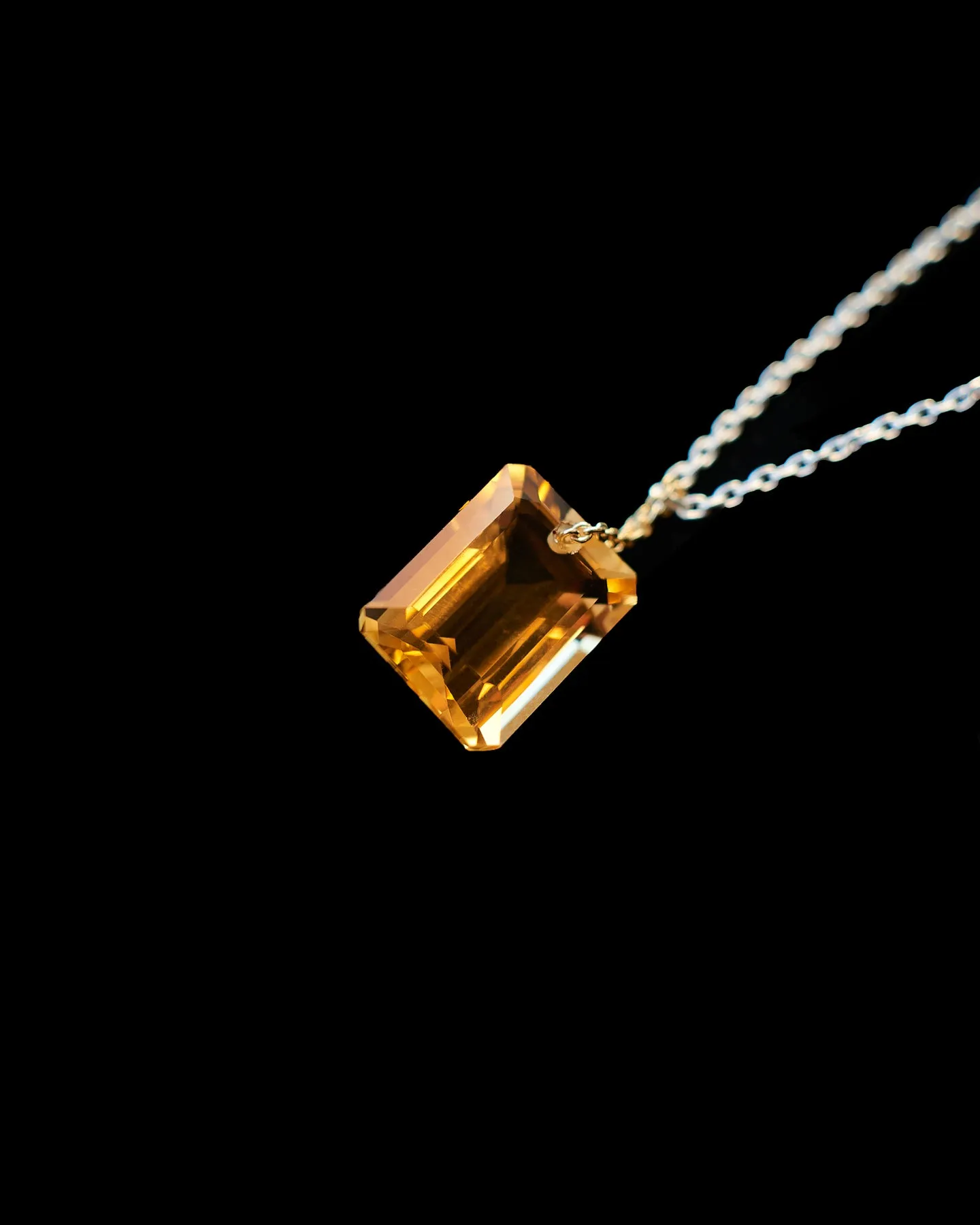 Emerald Cut Citrine Manifest Long Chain Necklace