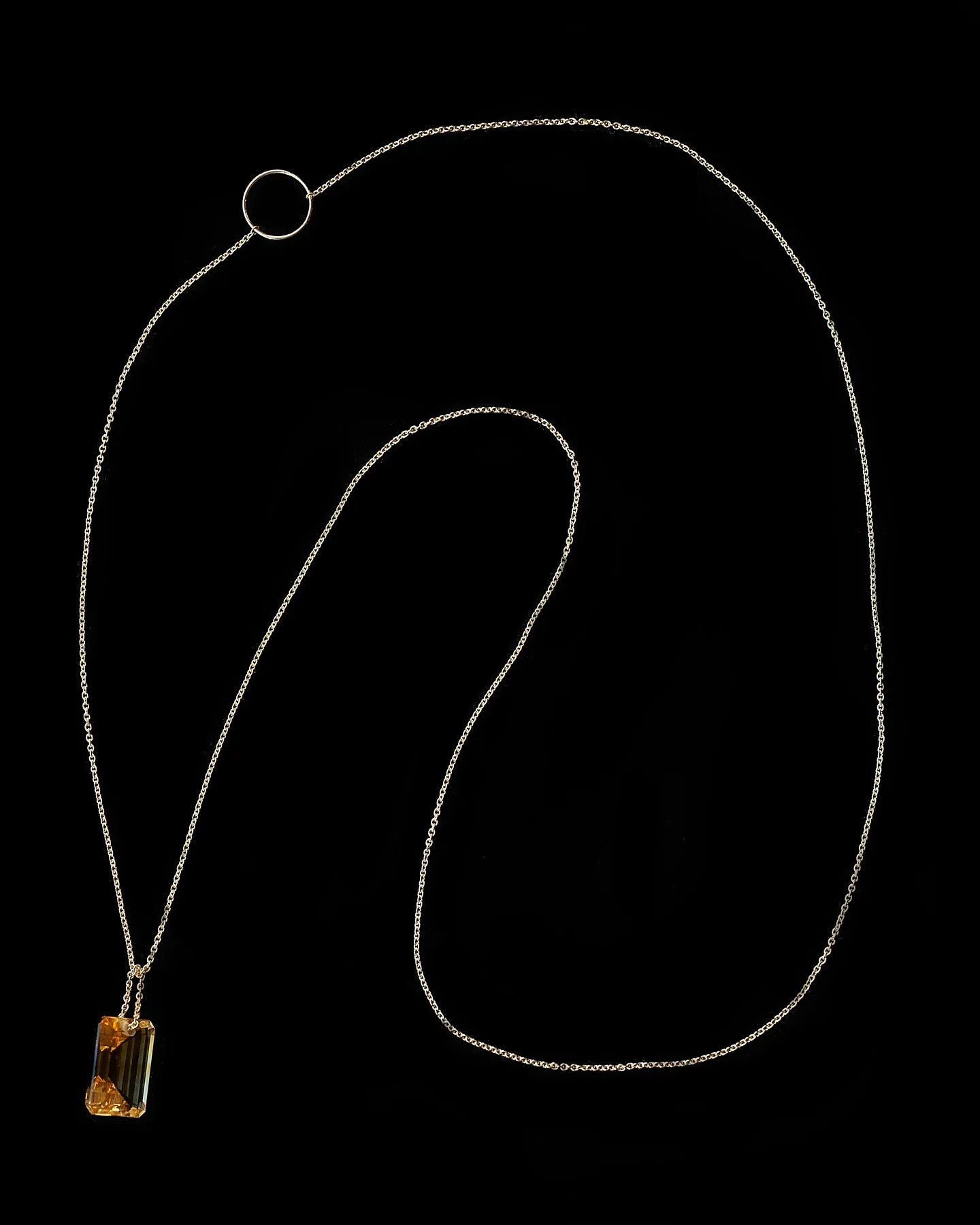Emerald Cut Citrine Manifest Long Chain Necklace