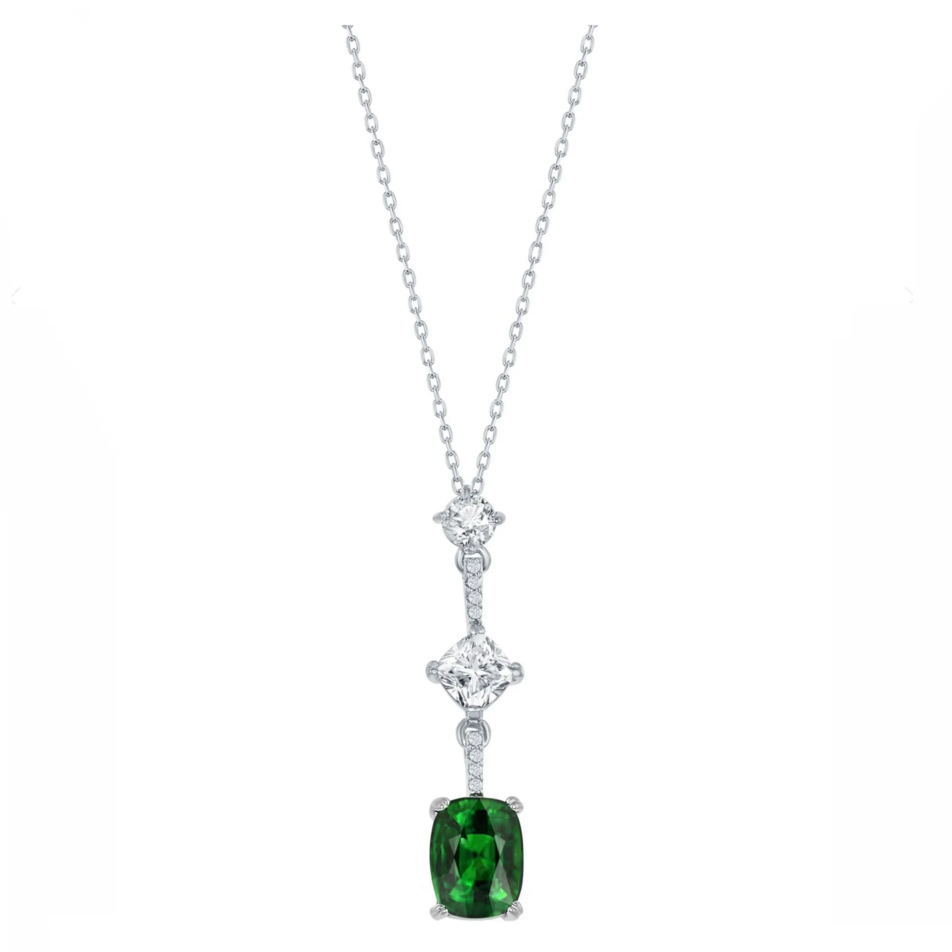 Emerald Drop Line Necklace