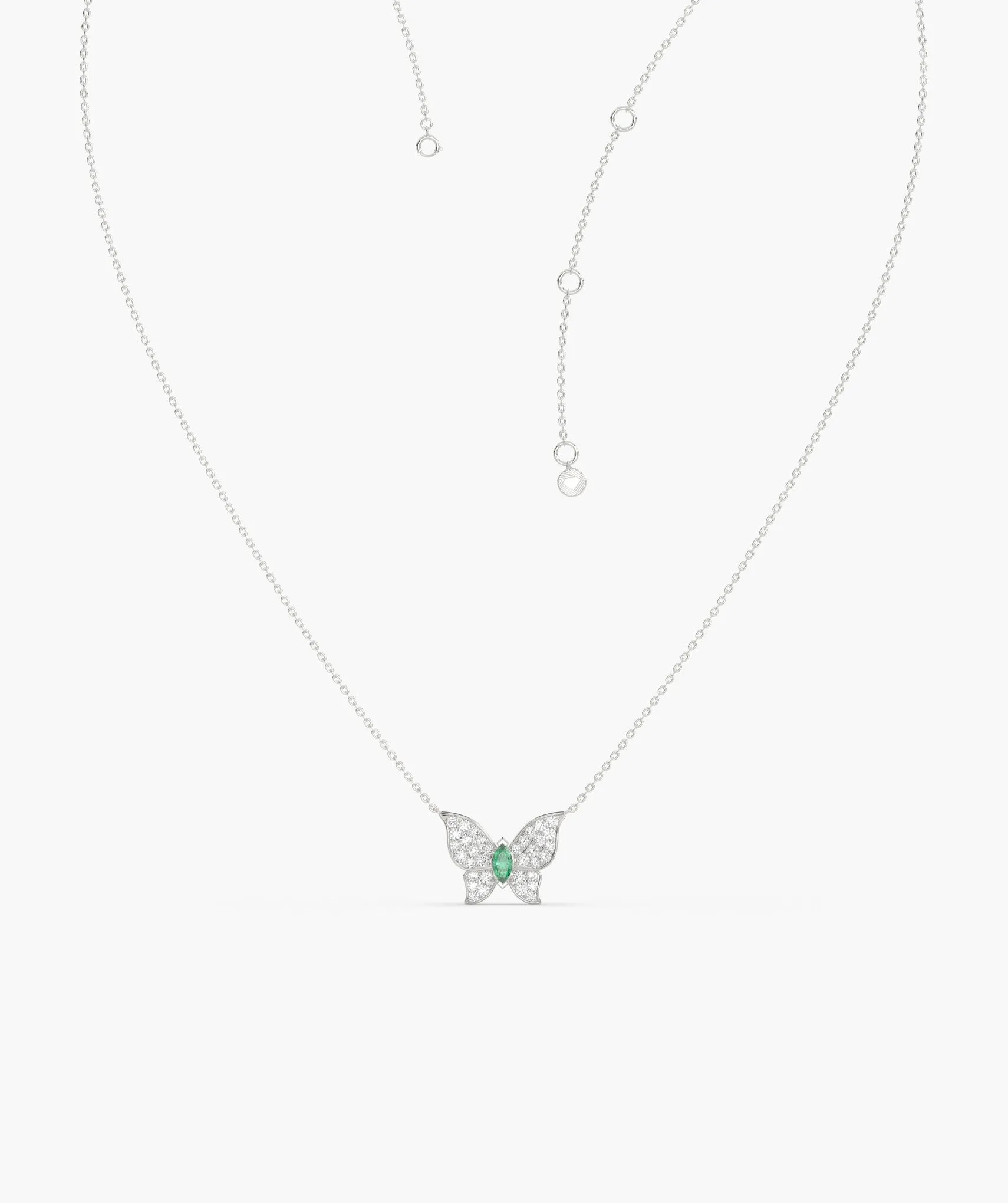 Emerald Heart Butterfly Necklace