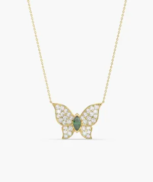 Emerald Heart Butterfly Necklace