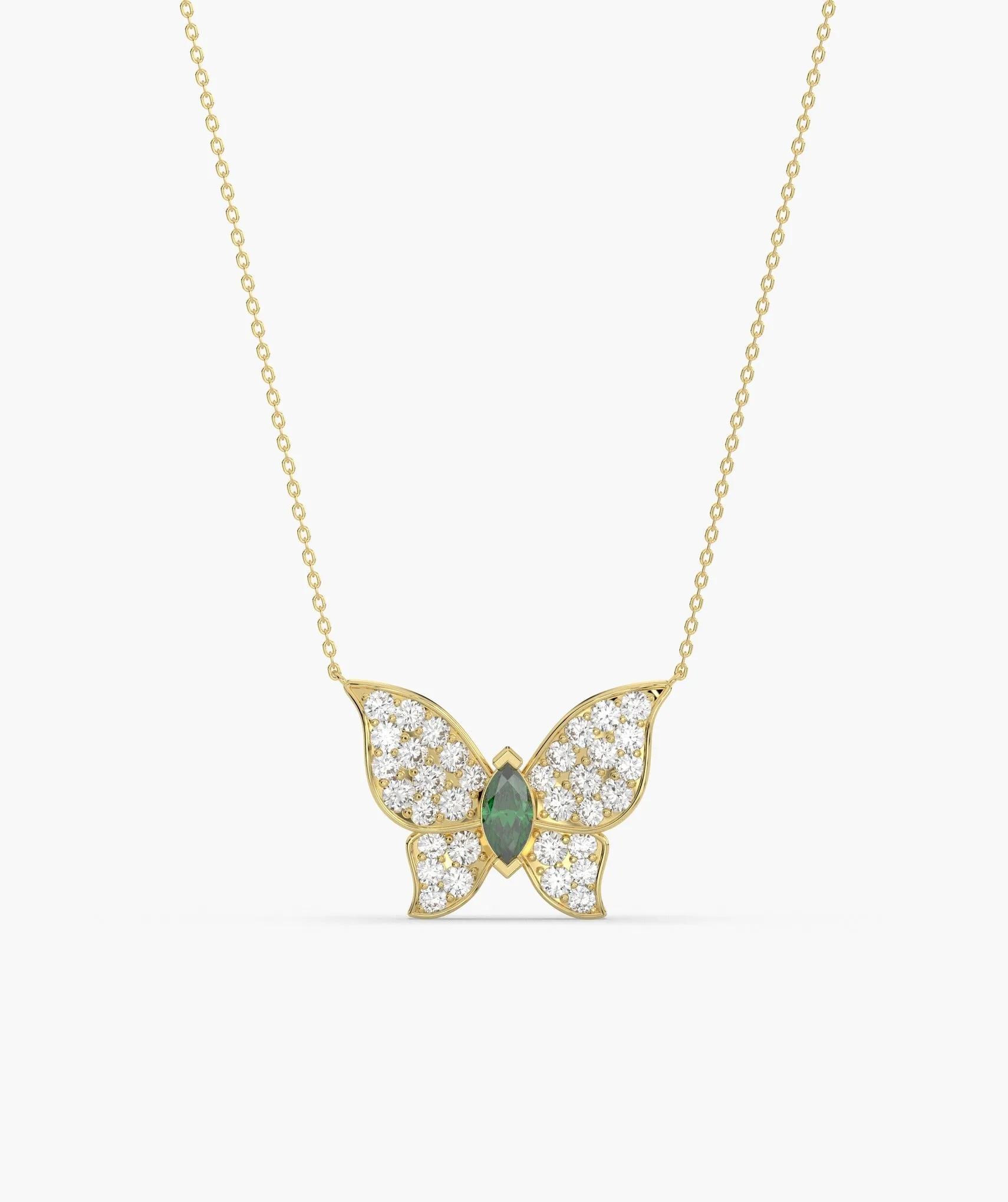 Emerald Heart Butterfly Necklace