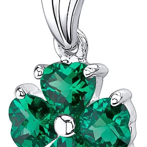 Emerald Pendant Necklace Sterling Silver Heart Shape 2 Carats