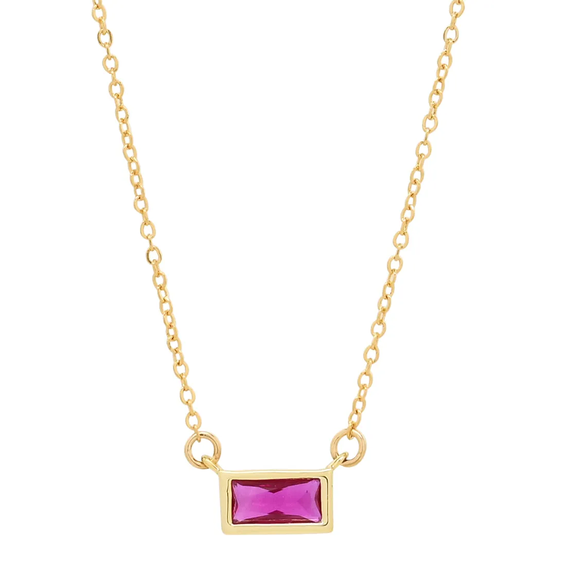 Emerald Shape Horizontal Birthstone Necklaces