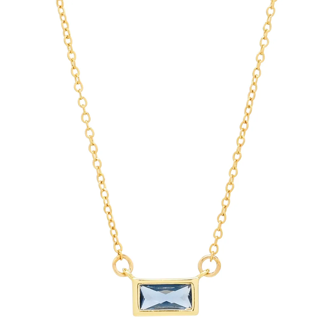 Emerald Shape Horizontal Birthstone Necklaces