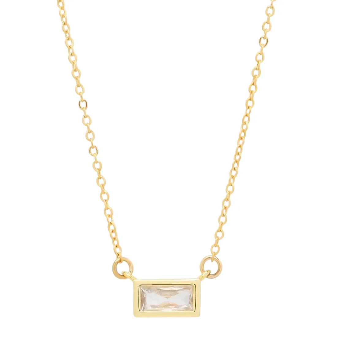 Emerald Shape Horizontal Birthstone Necklaces