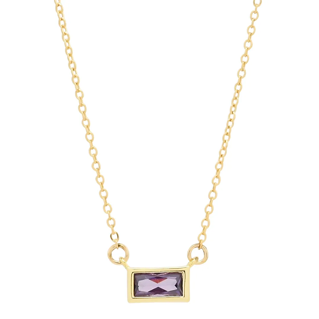 Emerald Shape Horizontal Birthstone Necklaces