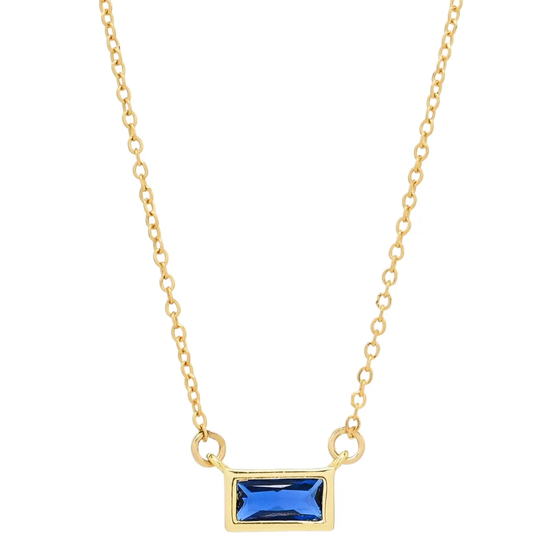 Emerald Shape Horizontal Birthstone Necklaces