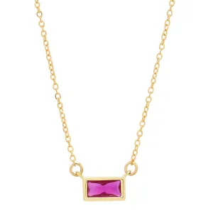 Emerald Shape Horizontal Birthstone Necklaces