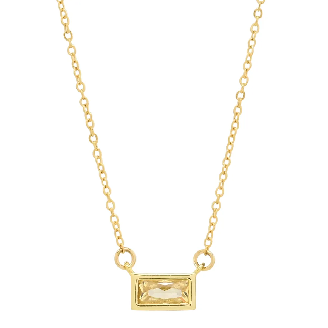 Emerald Shape Horizontal Birthstone Necklaces