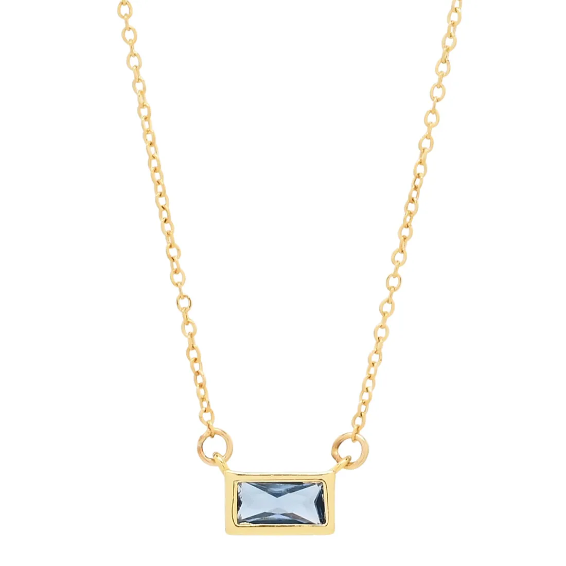 Emerald Shape Horizontal Birthstone Necklaces