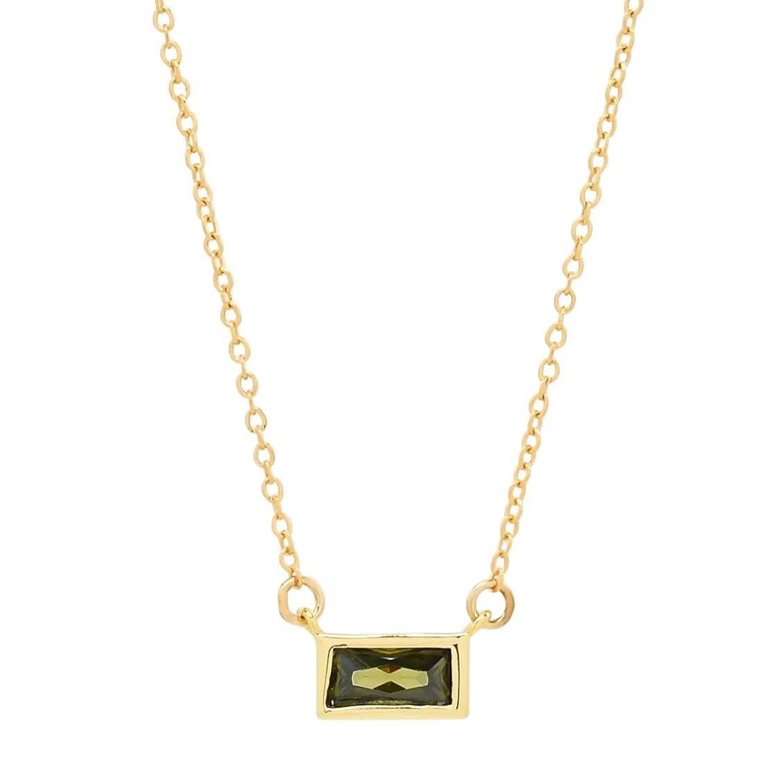 Emerald Shape Horizontal Birthstone Necklaces