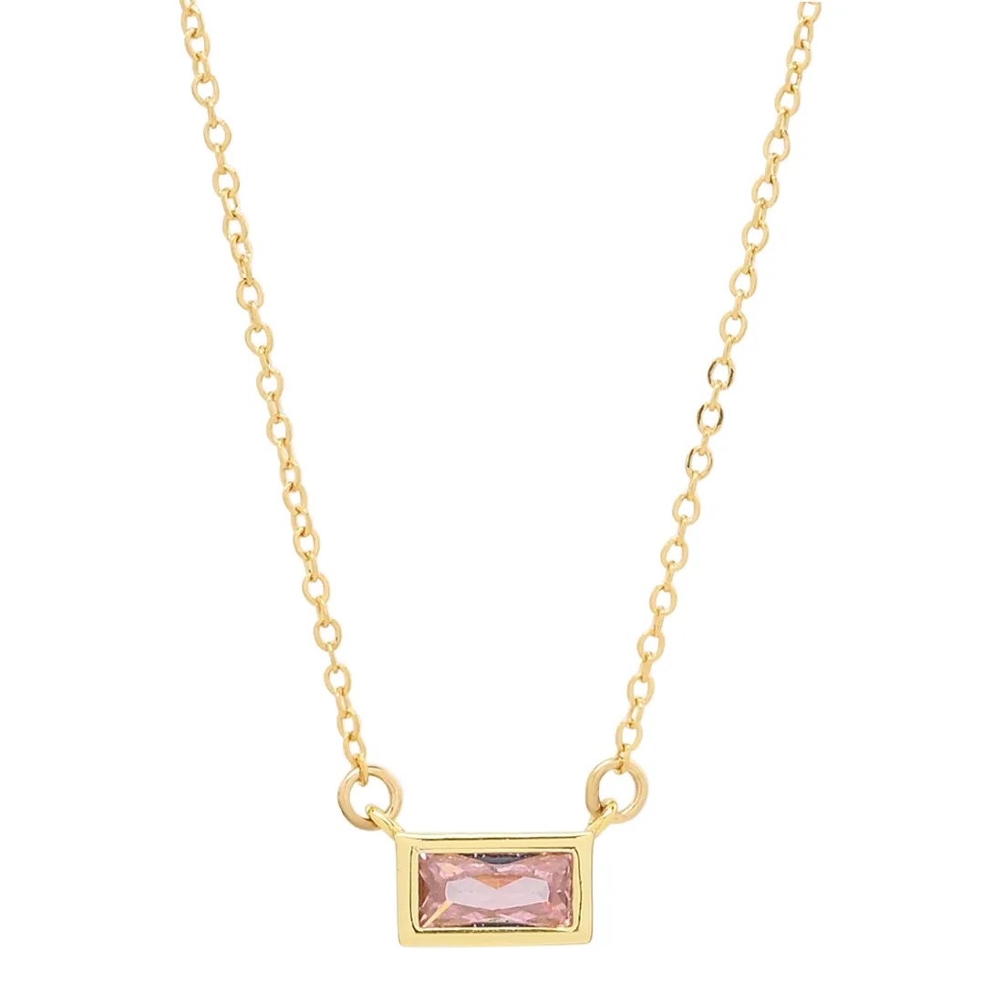 Emerald Shape Horizontal Birthstone Necklaces
