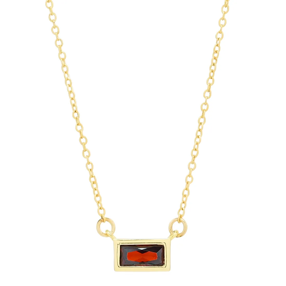 Emerald Shape Horizontal Birthstone Necklaces