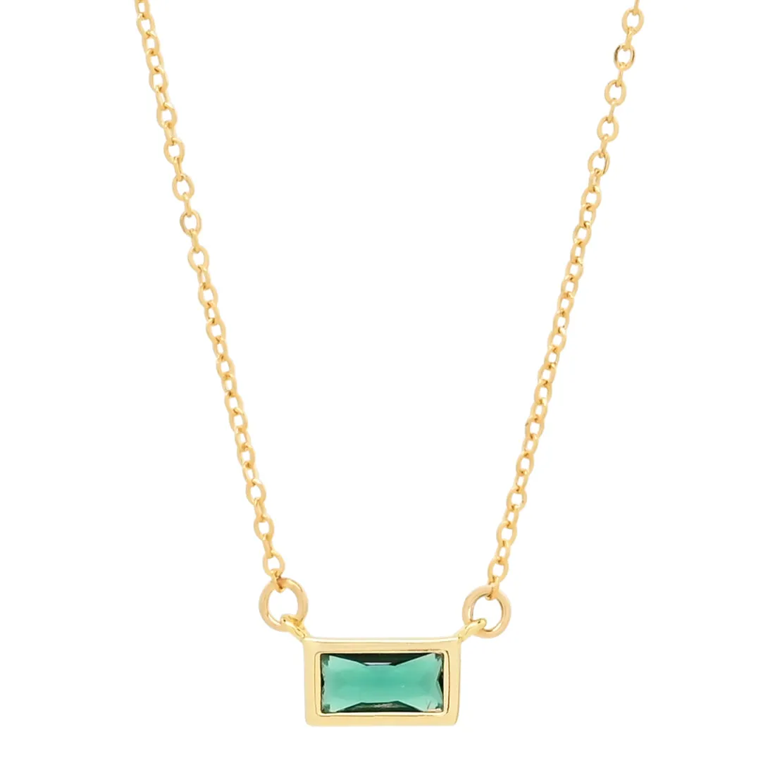 Emerald Shape Horizontal Birthstone Necklaces