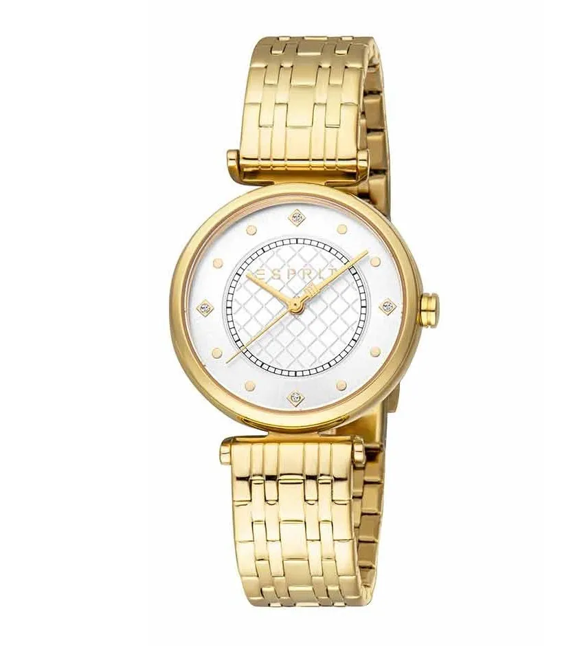 Esprit Ladies White Dial Stainless Steel Gold Plated Watch