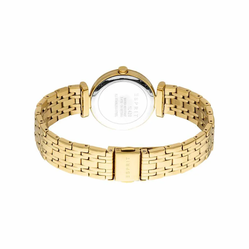 Esprit Ladies White Dial Stainless Steel Gold Plated Watch