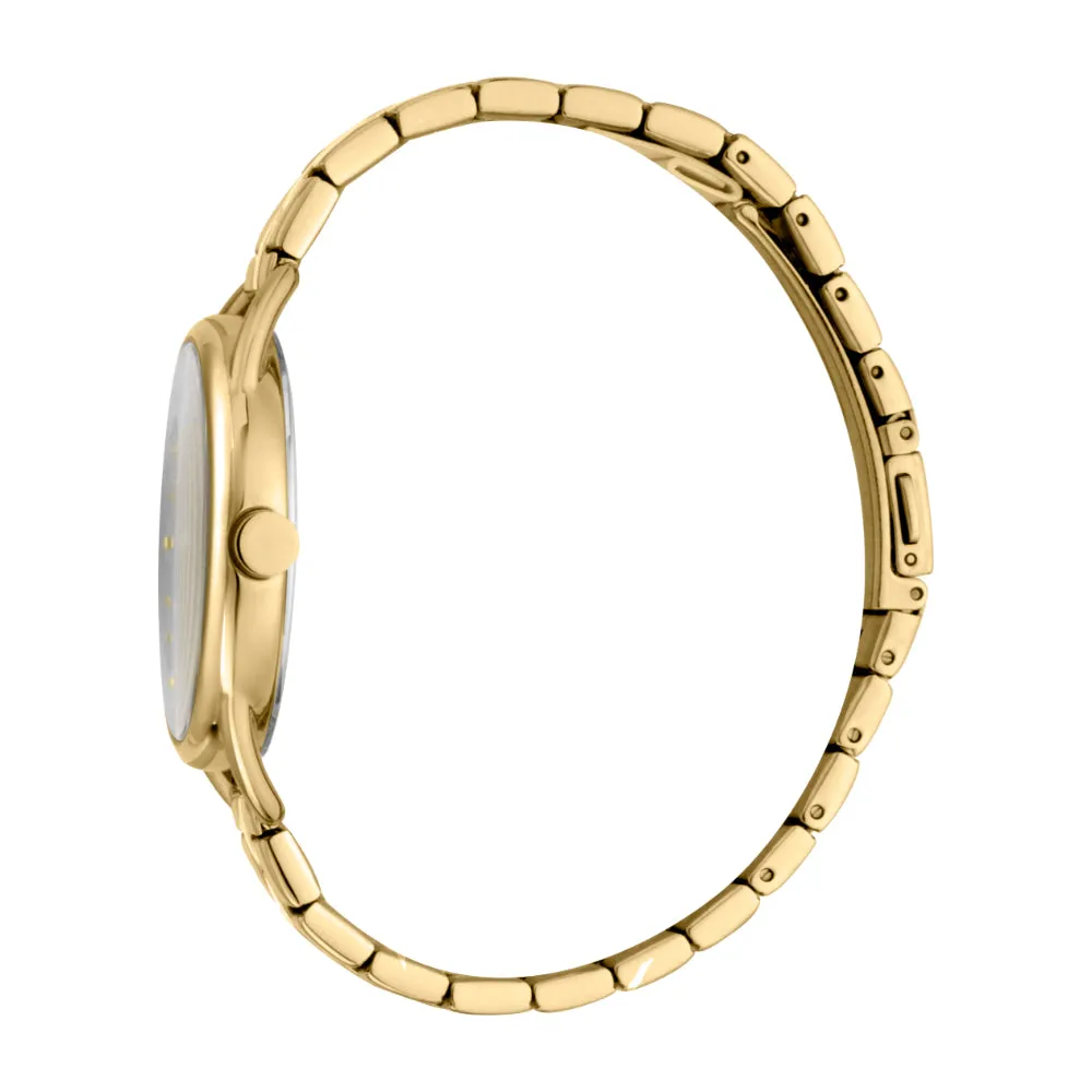 Esprit Women Watch, Gold Color Case, Silver Dial, Gold Color Stainless Steel Metal Bracelet