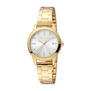 ESPRIT Women's Gold Color Watch with Silver Dial and Date Function
