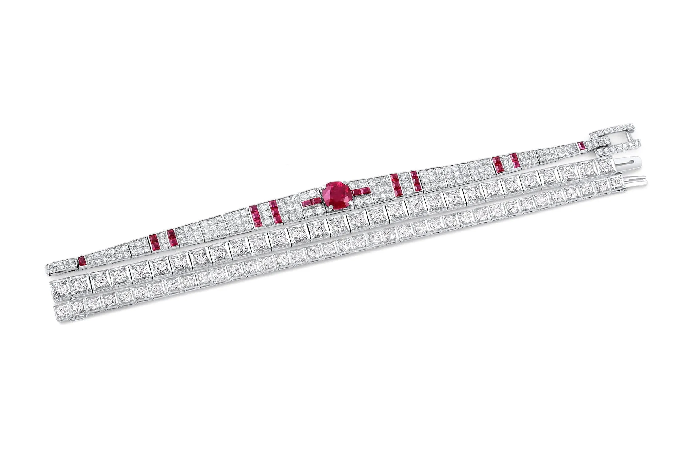 Estate Platinum & Diamond Block Bracelet, Circa 1920's