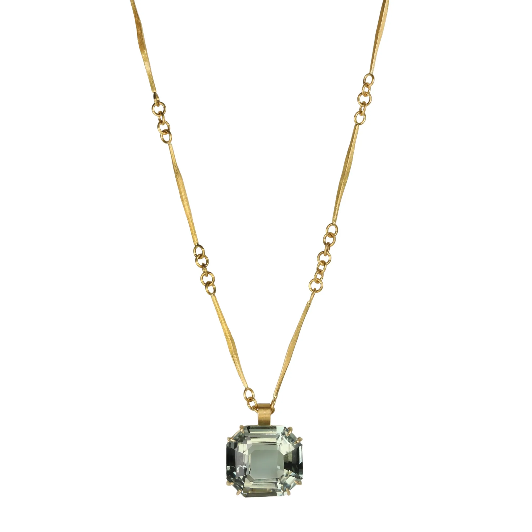 Faceted Emerald-Cut Pale Green Amethyst Pendant