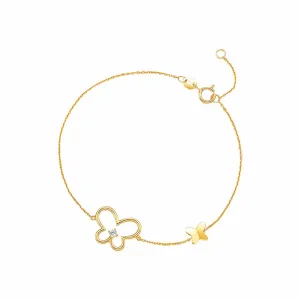 FANCIME "Golden Wings" Diamond Butterfly 14k Yellow Gold Bracelet