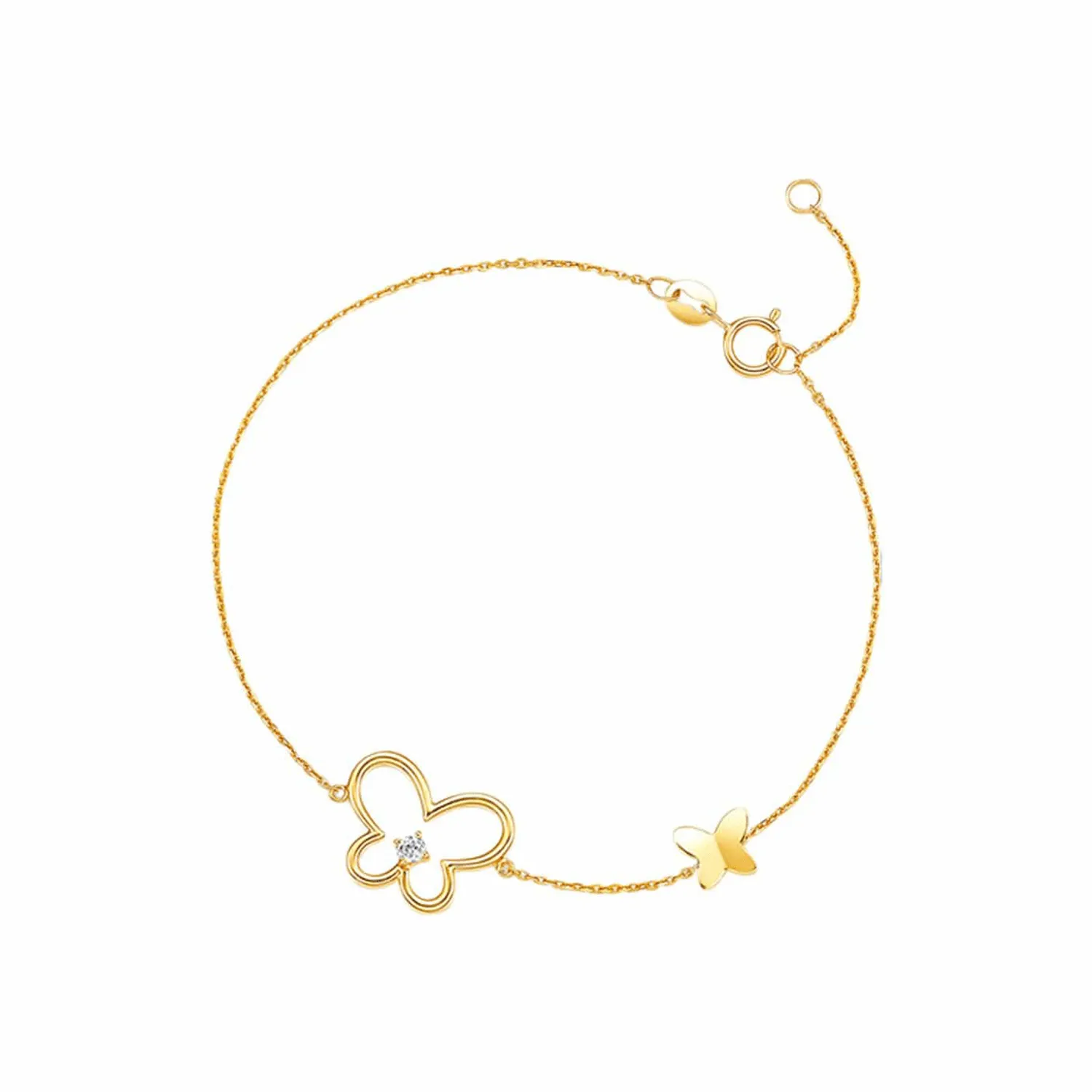 FANCIME "Golden Wings" Diamond Butterfly 14k Yellow Gold Bracelet