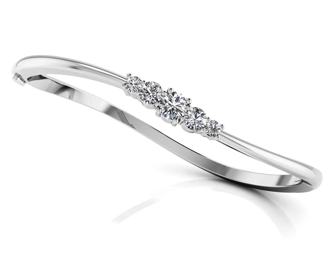 Fancy Five Curved Diamond Bangle with 0.73 ct.(finished) 2.4mm, 3.5mm, 4.3mm