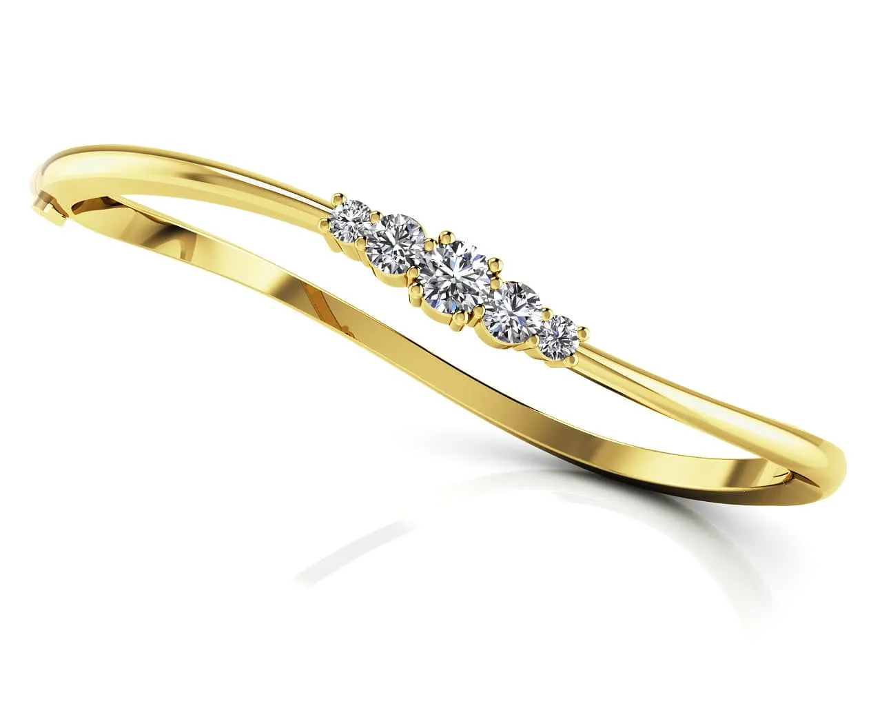 Fancy Five Curved Diamond Bangle with 0.73 ct.(finished) 2.4mm, 3.5mm, 4.3mm