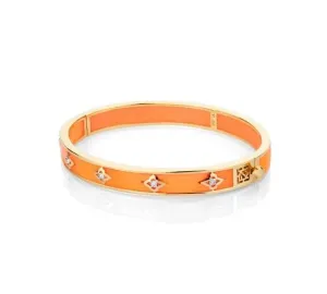 Farah Khan 18K Yellow Gold 8mm Flush Orange Ceramic Hinged Bangle