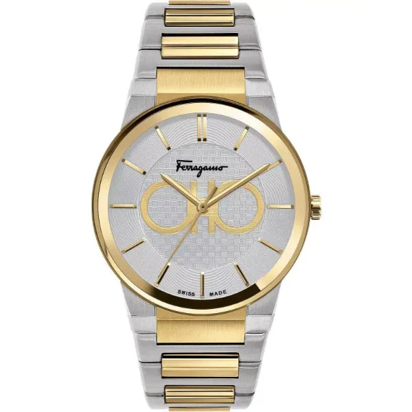 Ferragamo Sapphire Two-tone Stainless Steel Silver Dial Quartz Watch for Gents - SFHP00520