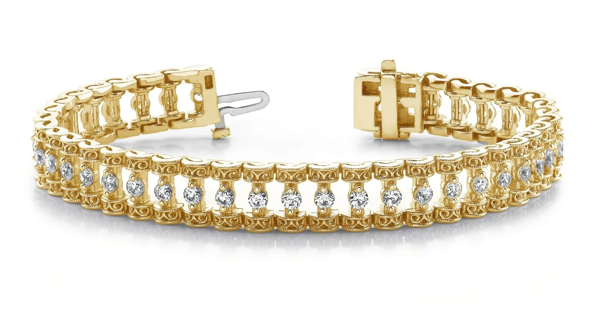 Filigree Diamond Candlestick Diamond Bracelet with 1.57 ct.(finished) 2mm