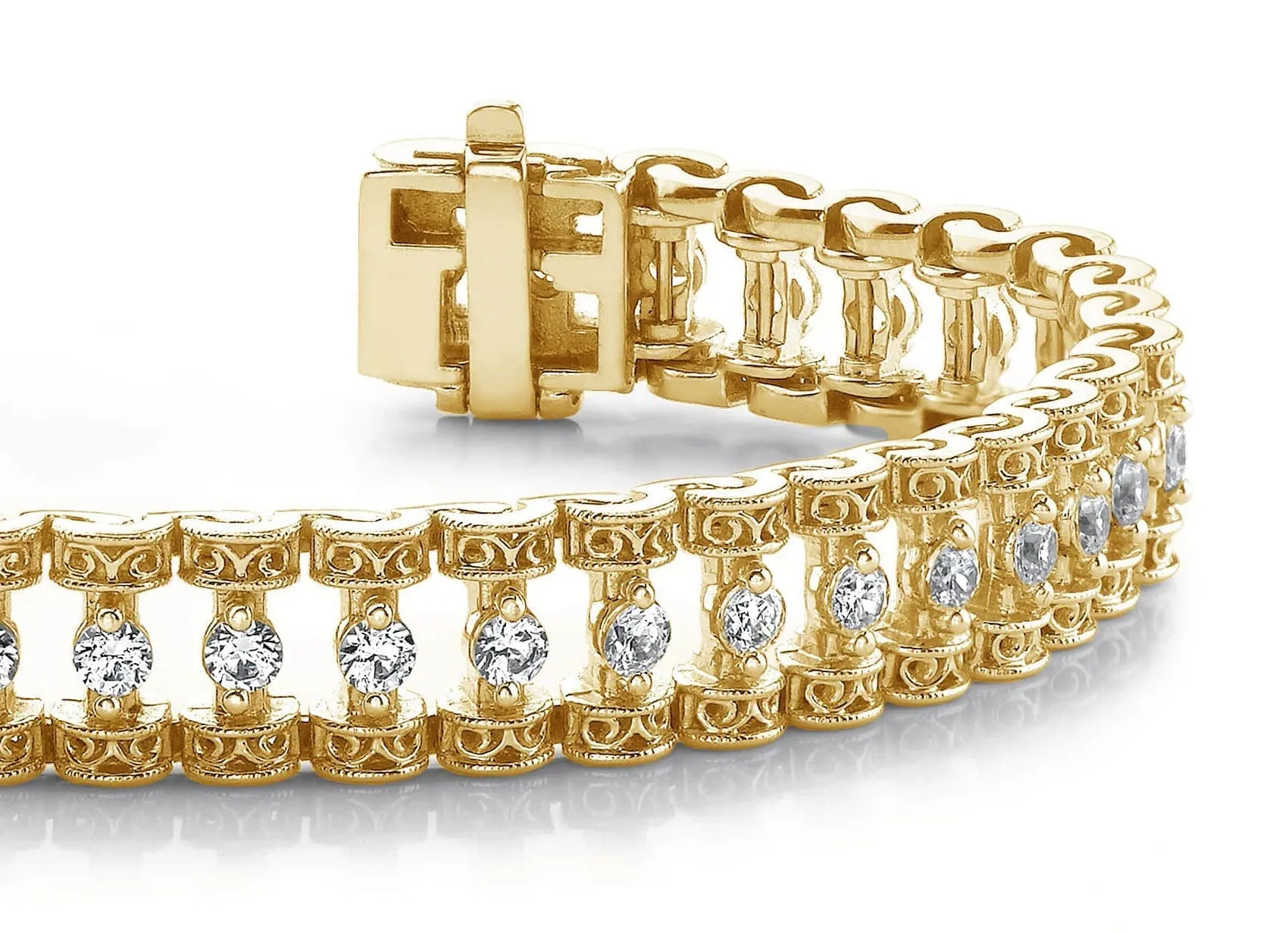 Filigree Diamond Candlestick Diamond Bracelet with 1.57 ct.(finished) 2mm