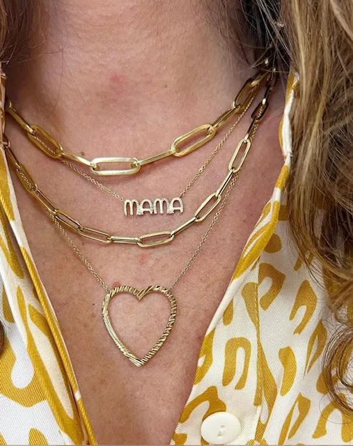 Fiona Fluted Open Heart Necklace: 14K Yellow Gold