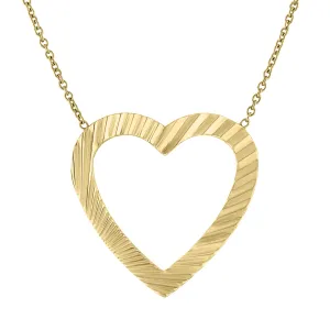 Fiona Fluted Open Heart Necklace: 14K Yellow Gold