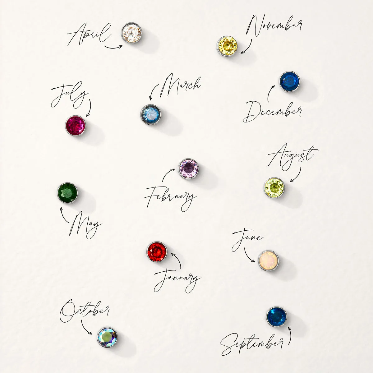 Floating Birthstone Heart Bracelet (Silver)