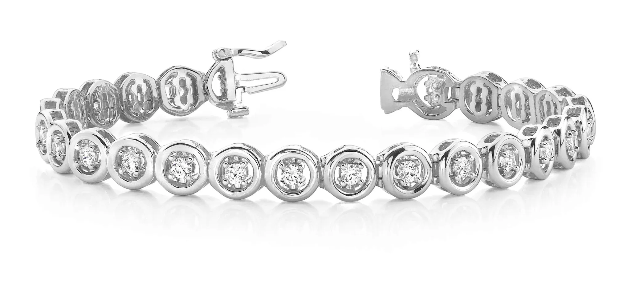 Floating Diamond Round Link Lab-Grown Diamond Bracelet with 2.86 ct.(finished) 3.25mm