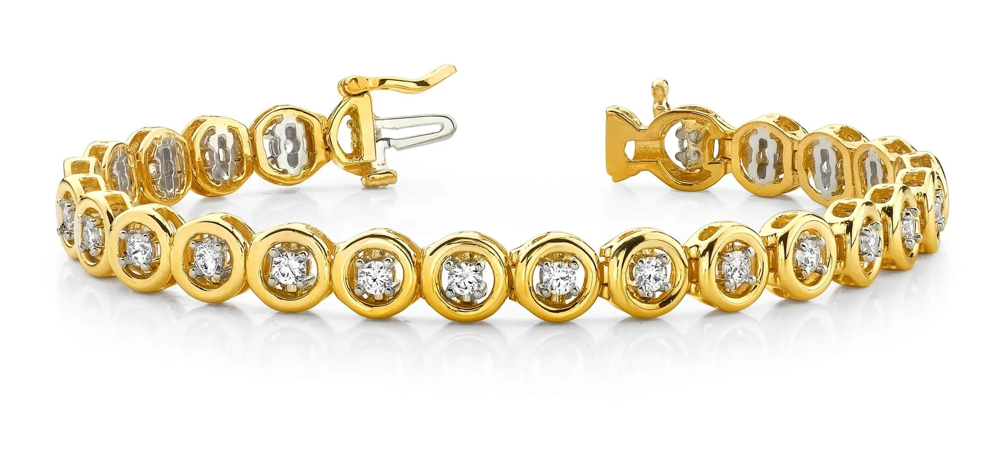 Floating Diamond Round Link Lab-Grown Diamond Bracelet with 2.86 ct.(finished) 3.25mm