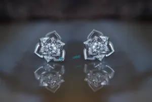 Flower diamond earrings-0.46 carat-Gold Diamond Earrings- Women Gold Diamond Earrings-Stud Earring-Birthday present-anniversary gift