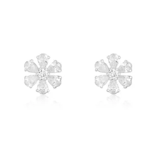 Flower Diamond Studs/ White Gold